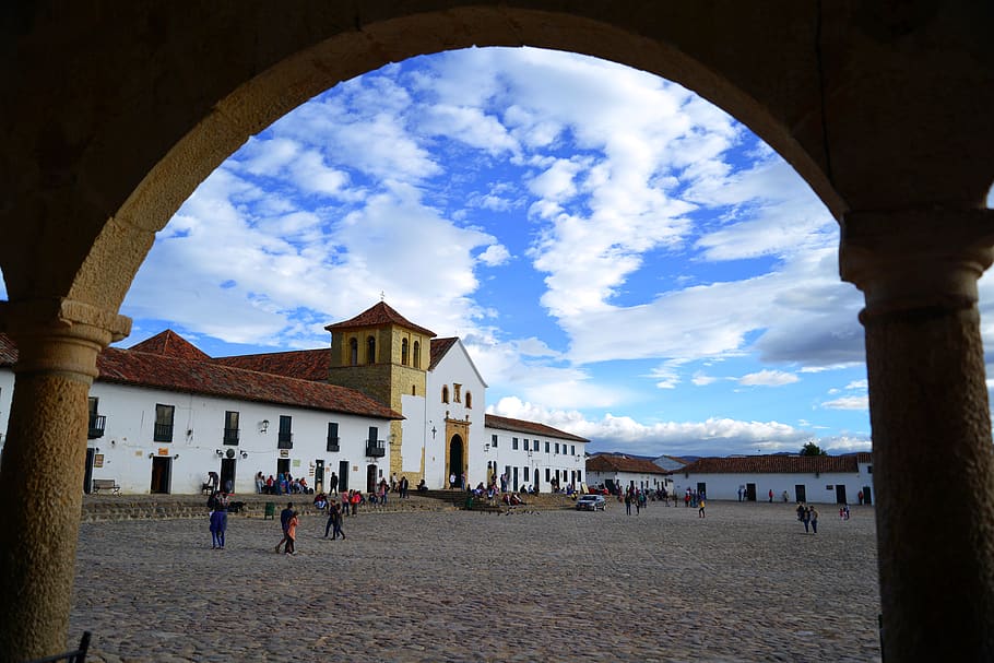 villa, leyva, boyaca, colombia, architecture, built structure, building exterior, sky, cloud - sky, group of people