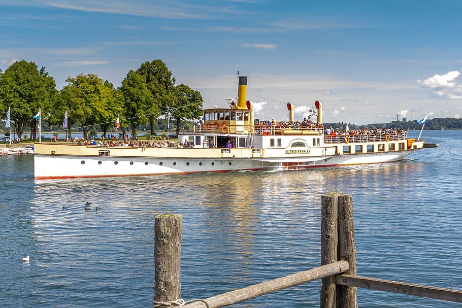 ship, paddle steamer, steamboat, boat, chiemsee, historically, vehicle, transport, tourism, water
