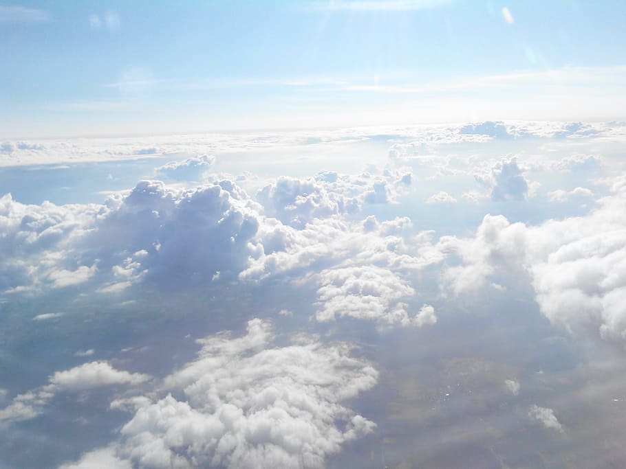 aérea, fotografia, nuvens, nuvem, aeronave, voo, acima das nuvens, do avião, viagens, voo de férias