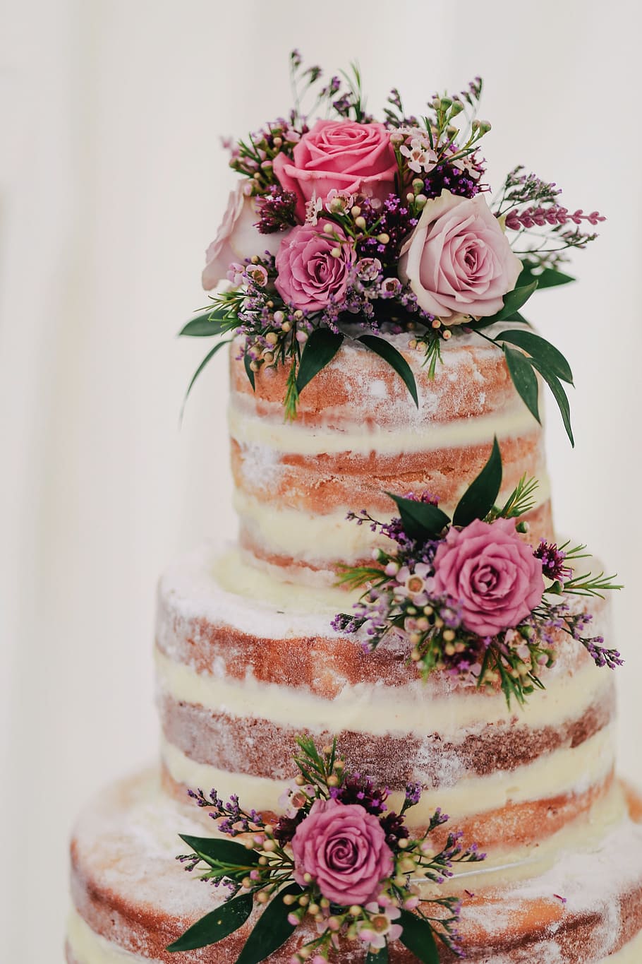 merah, pink, mawar, aksen kue, closeup, foto, pernikahan, kue, bunga, lapisan gula