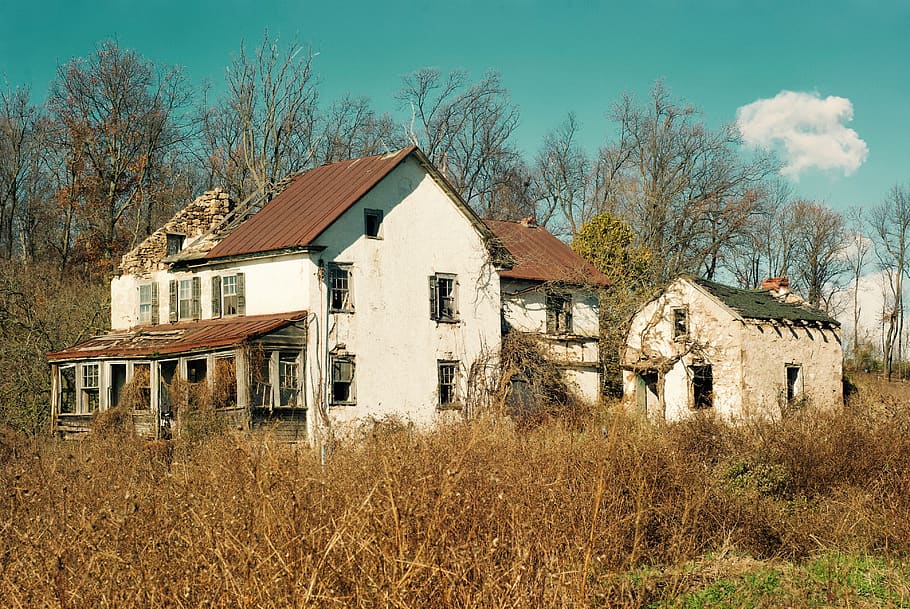 farm, abandoned, ruin, dilapidated, building, old, rural, landscape, decay, farmhouse