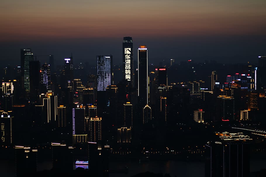 chongqing, pemandangan malam, matahari terbenam, kota, bangunan, pemandangan, malam, pariwisata, eksterior bangunan, arsitektur