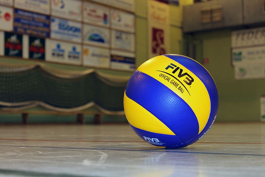yellow, blue, five, official game ball, volleyball, ball, sport, volley, mikasa, ball sports