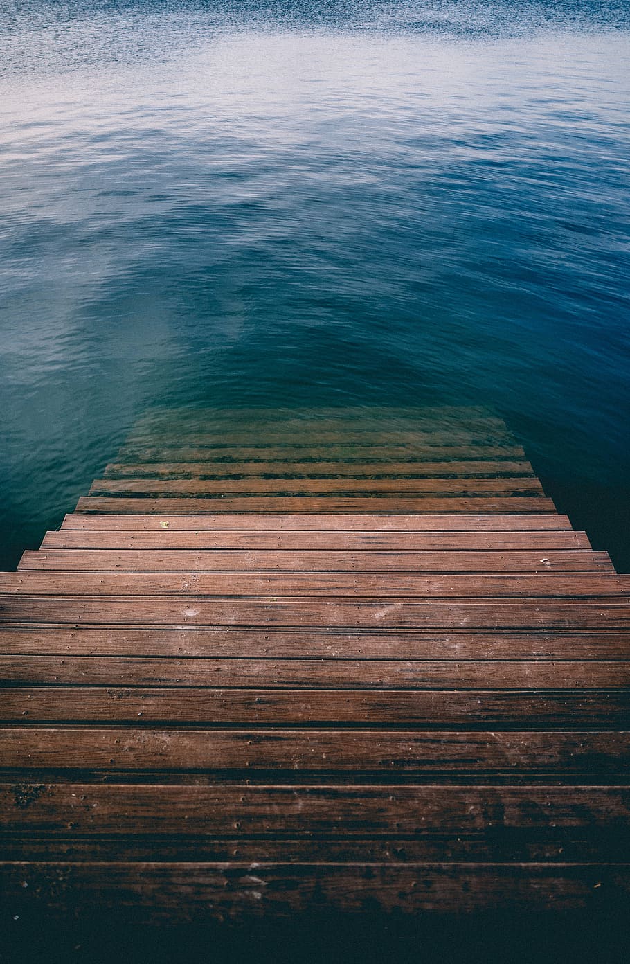 brown, dock, body, water, sea, ocean, waves, nature, wooden, stairs