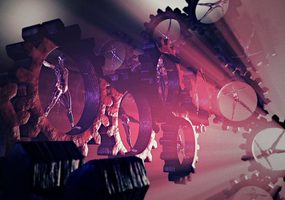 black, gears, red, lighting, human, gear, man machine, machine, machinery, transmission