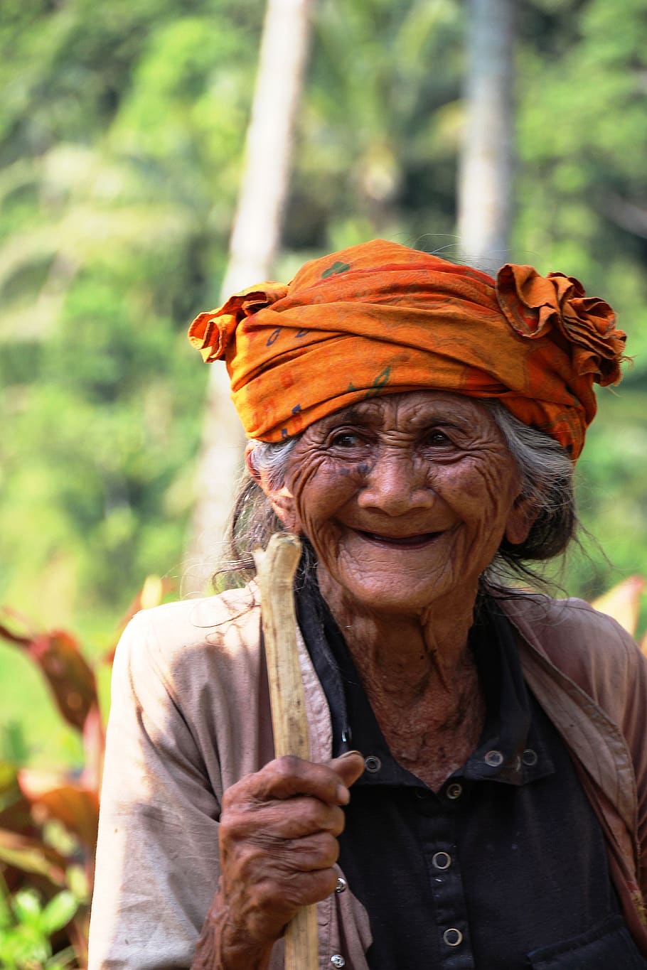 portrait, bali, old woman, indonesian, face, character, senior adult, one person, real people, front view