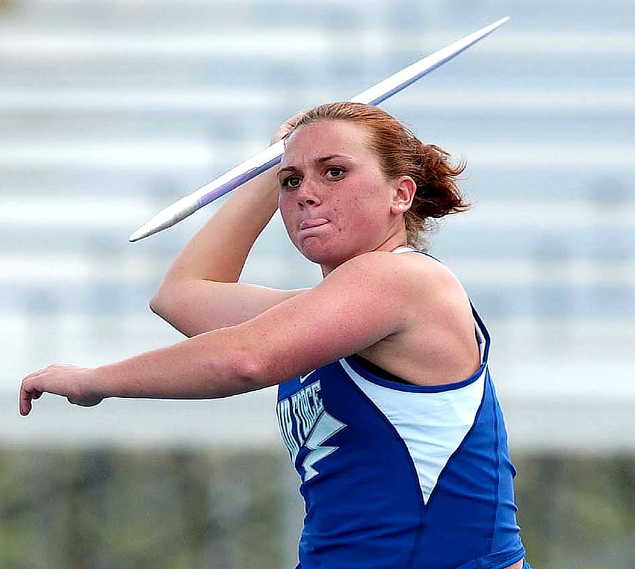 javelin, thrower, athlete, woman, competition, throwing, intent, spear, field, meet
