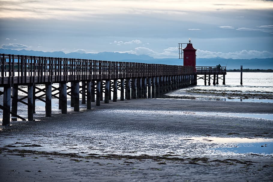 lighthouse, sea, catwalk, water, nature, twilight, landscape, bridge, beach, riva
