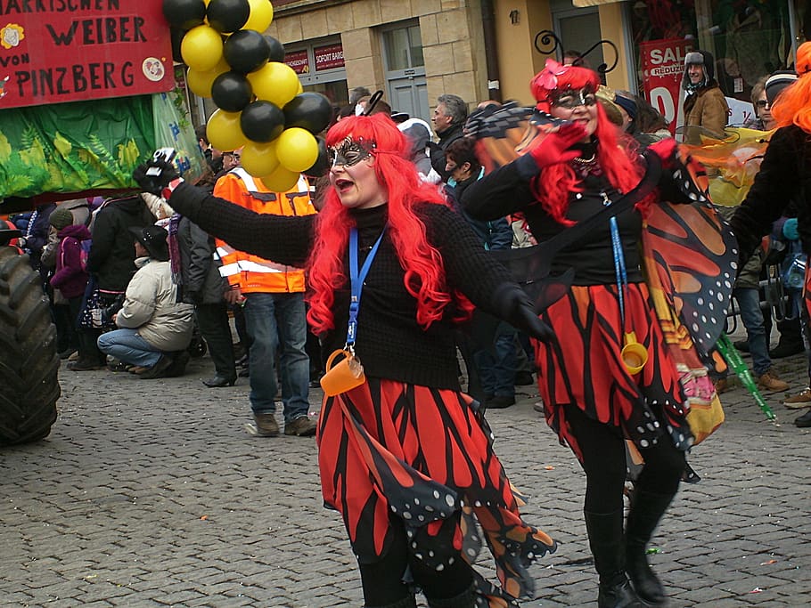 carnaval, segunda feira de carnaval, desfile, bruxas, forchheim, bavaria, rua, pessoas reais, grupo de pessoas, mulheres