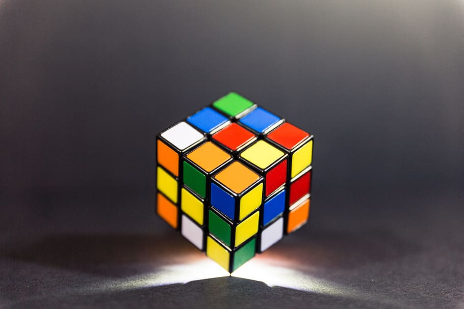 rubik, cube, game, puzzle, toy, play, solving, think, multi colored, studio shot