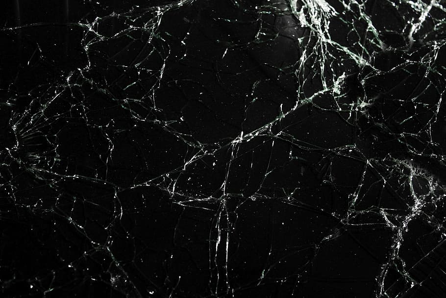 superficie de vidrio agrietada, vidrio, negro, roto, texturizado, agrietado, patrón, fondos, dañado, abstracto