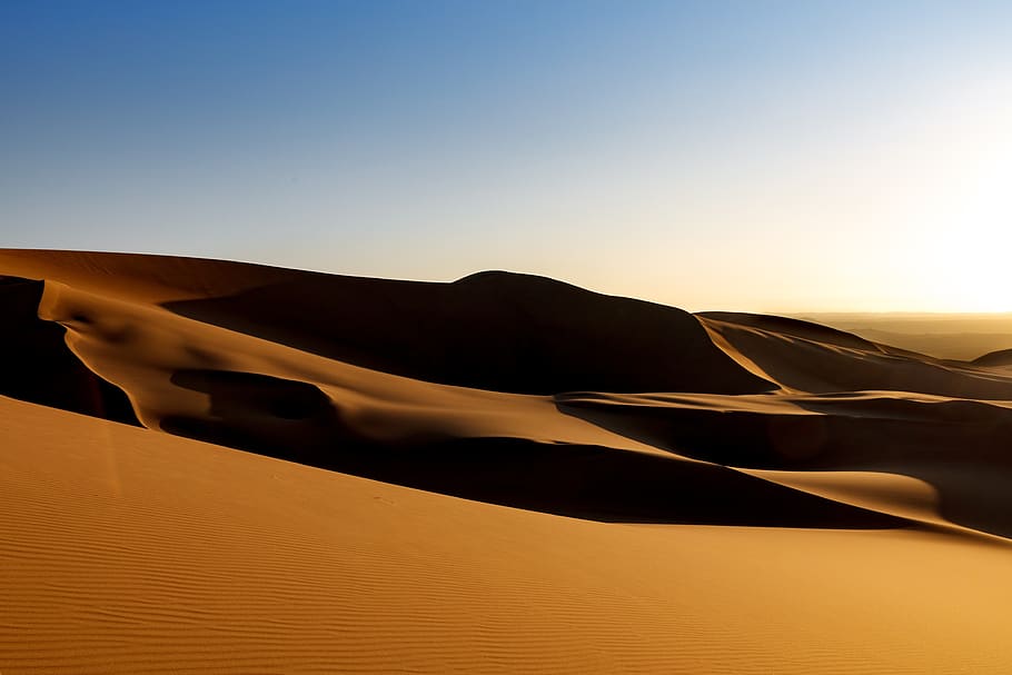huacachina, oásis, peru, deserto, areia, dunas, seco, paisagem, quente, pôr do sol