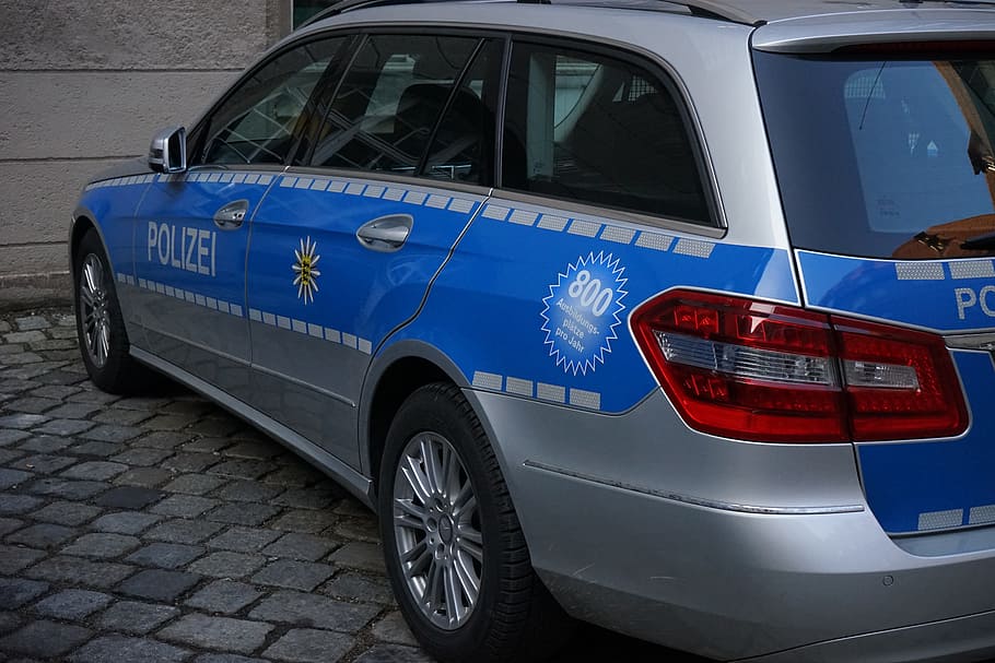 gray, blue, 5-door, 5- door hatchback, Police Car, Auto, Police, Vehicle, police, vehicle, silver