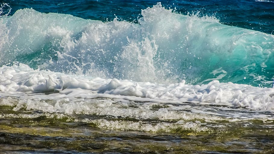 ola, sensacional, mar, playa, naturaleza, aerosol, espuma, poder, energía, azul
