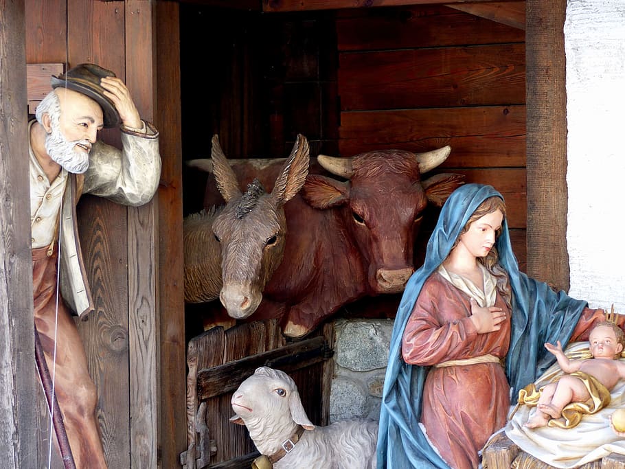 nativity, jesus figurine, set, village nativity, crib, figures, uttendorf, christmas, nativity scene, religion