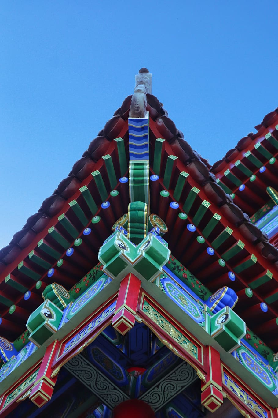 Cina, provinsi Shaanxi, pinus armandii, agama, pariwisata, sejarah, tradisional, bangunan, rumah, bagian atap