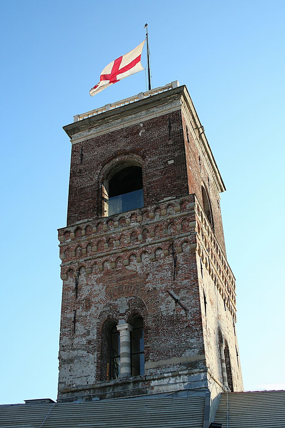 genoa, palazzo ducale, torre, prison, historical centre, italy, city, flag, built structure, architecture