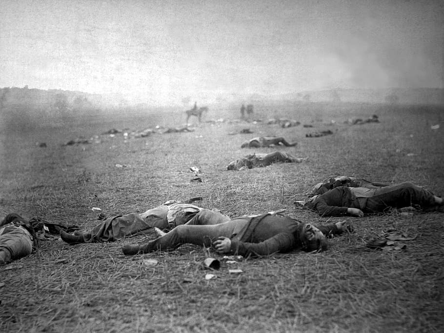 mati, medan perang, amerika, sipil, perang, Union, Gettysburg, American Civil War, kasuaties, foto
