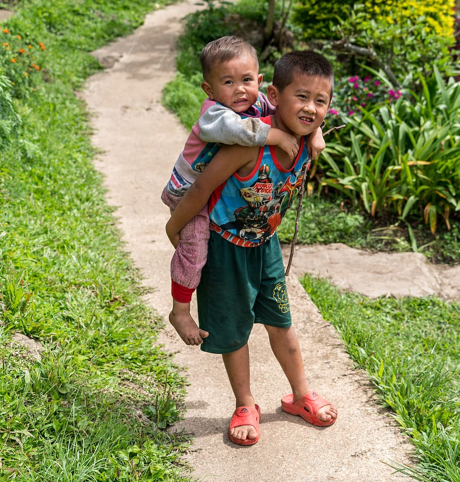 boy, carrying, child, pathway, chiang mai, people, person, boys, carrying baby, path