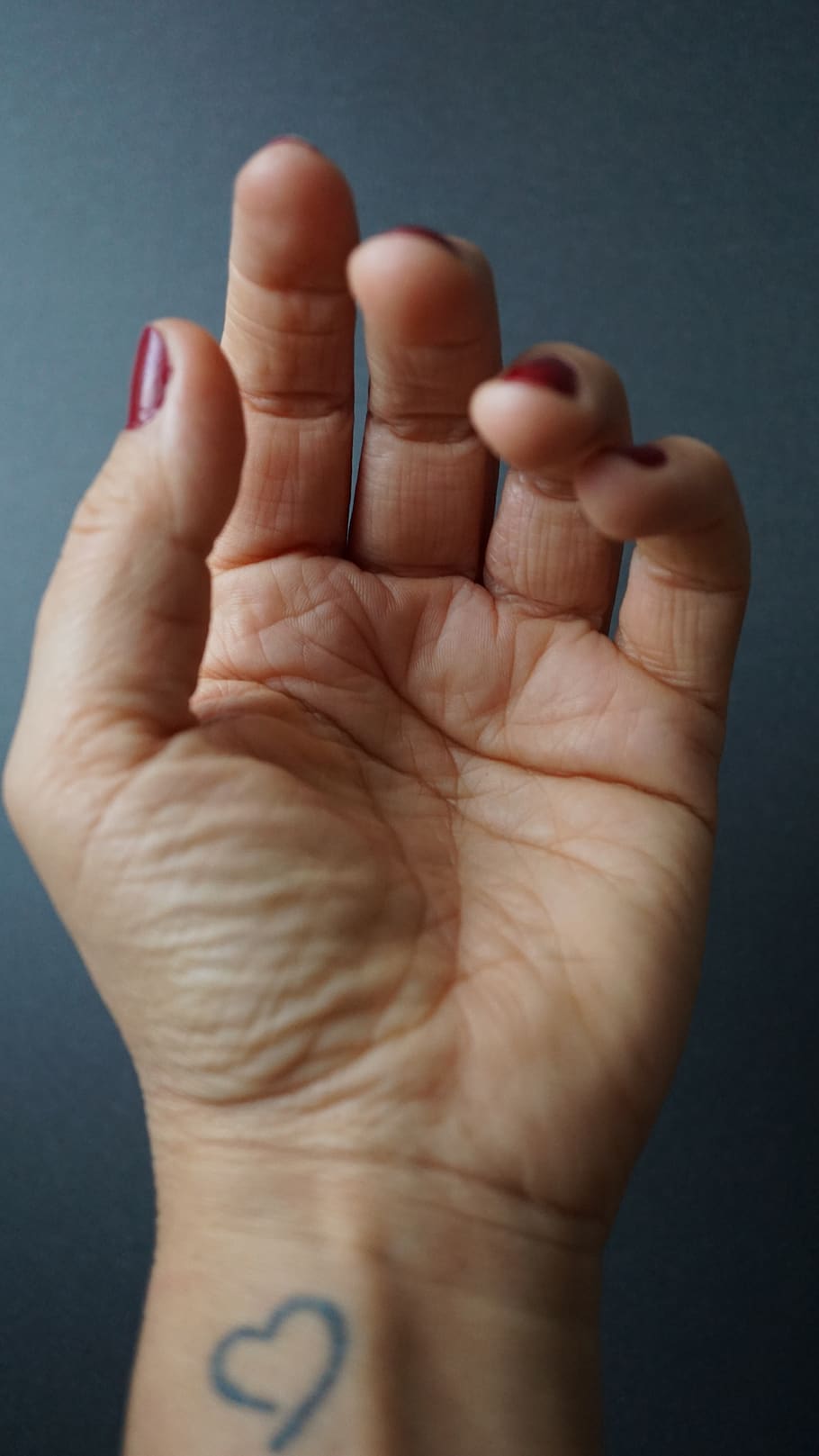mão, dedo, palma, pele, superfície, mulher, fêmea, humano, unhas, melhor idade