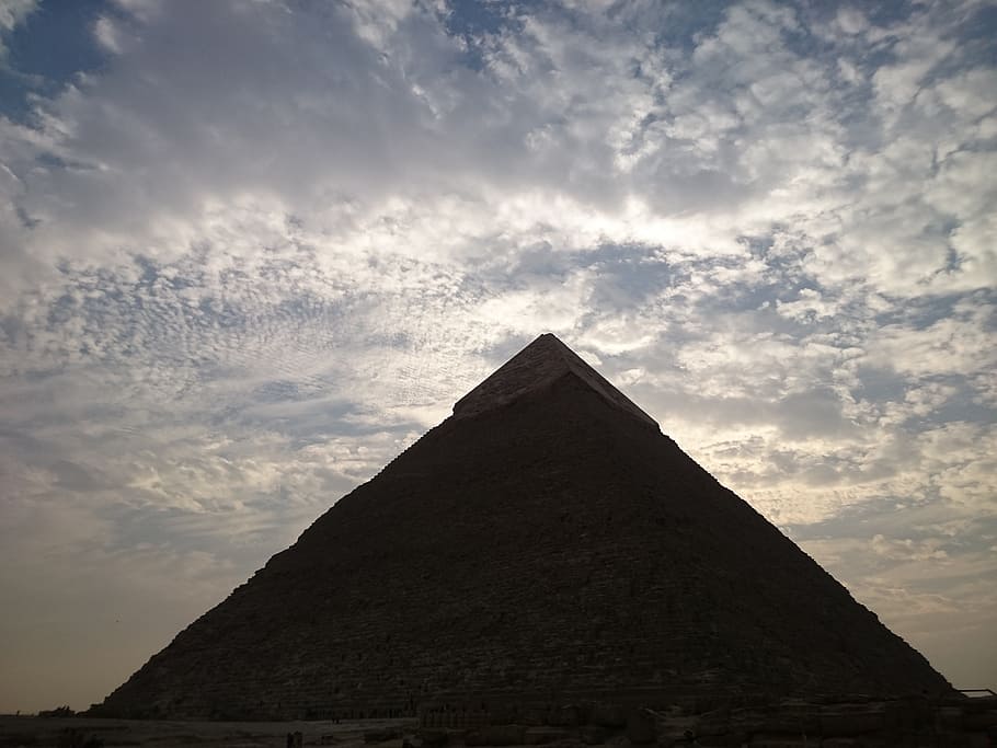 Great Pyramid, Egypt, giza, pyramid, history, architecture, triangle shape, cloud - sky, built structure, sky