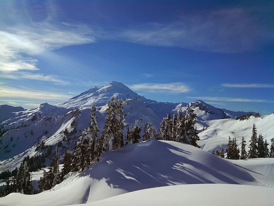 Monte Shuksan, nieve, esquí, naturaleza, invierno, washington, temperatura fría, montaña, cordillera, nube - cielo