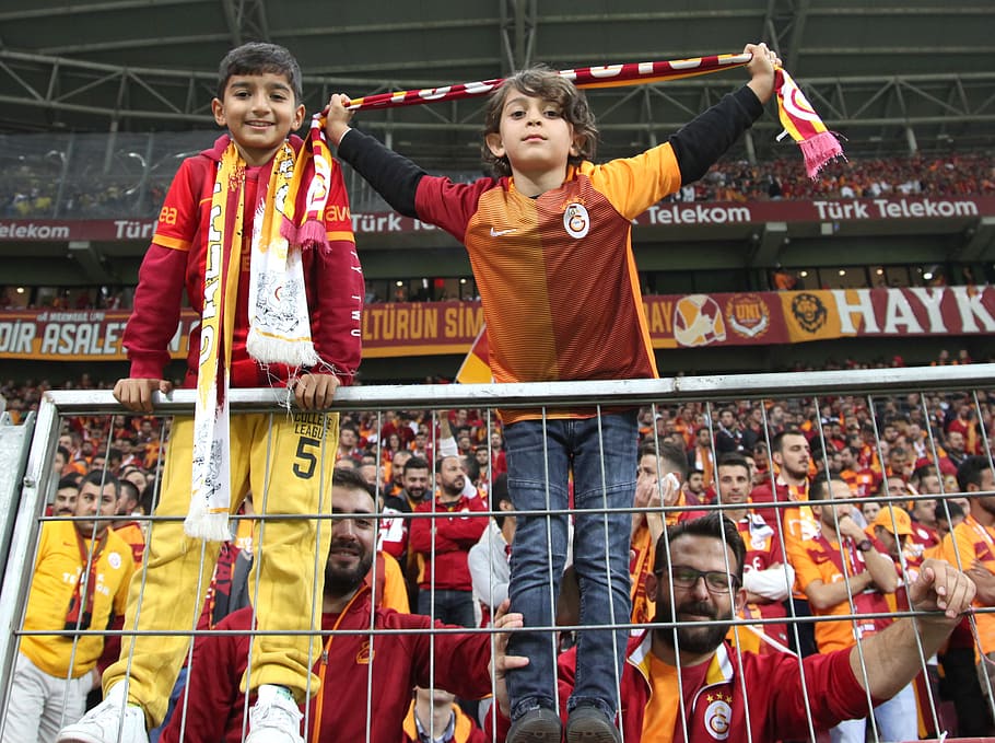 galatasaray, fenerbahce, derby, the audience, super league, turk telekom, flag, tiny fans, crowd, sport