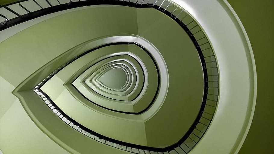 escadaria, escadas, escalier, verde, arquitetura, turim, itália, espiral, escada em espiral, escada