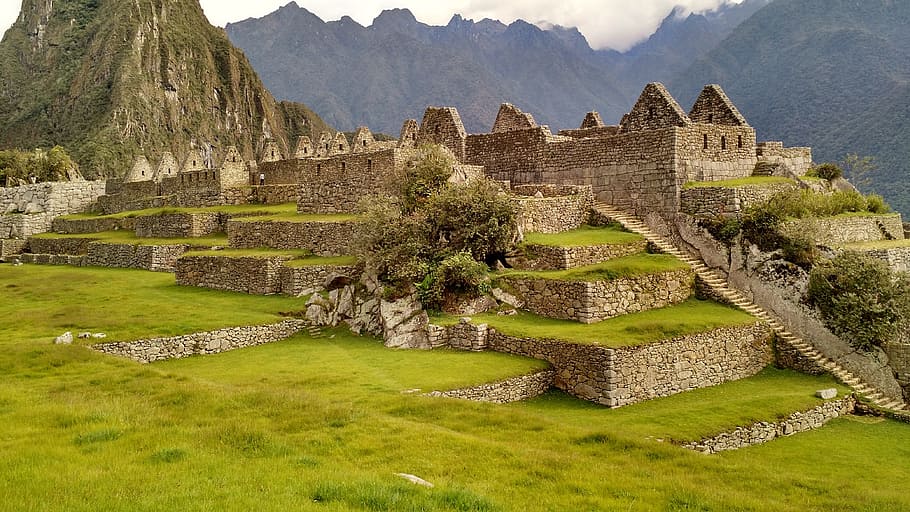 Foto de paisaje, gris, castillo, Machu Picchu, Cusco, Perú, historia, antigua, el pasado, arquitectura
