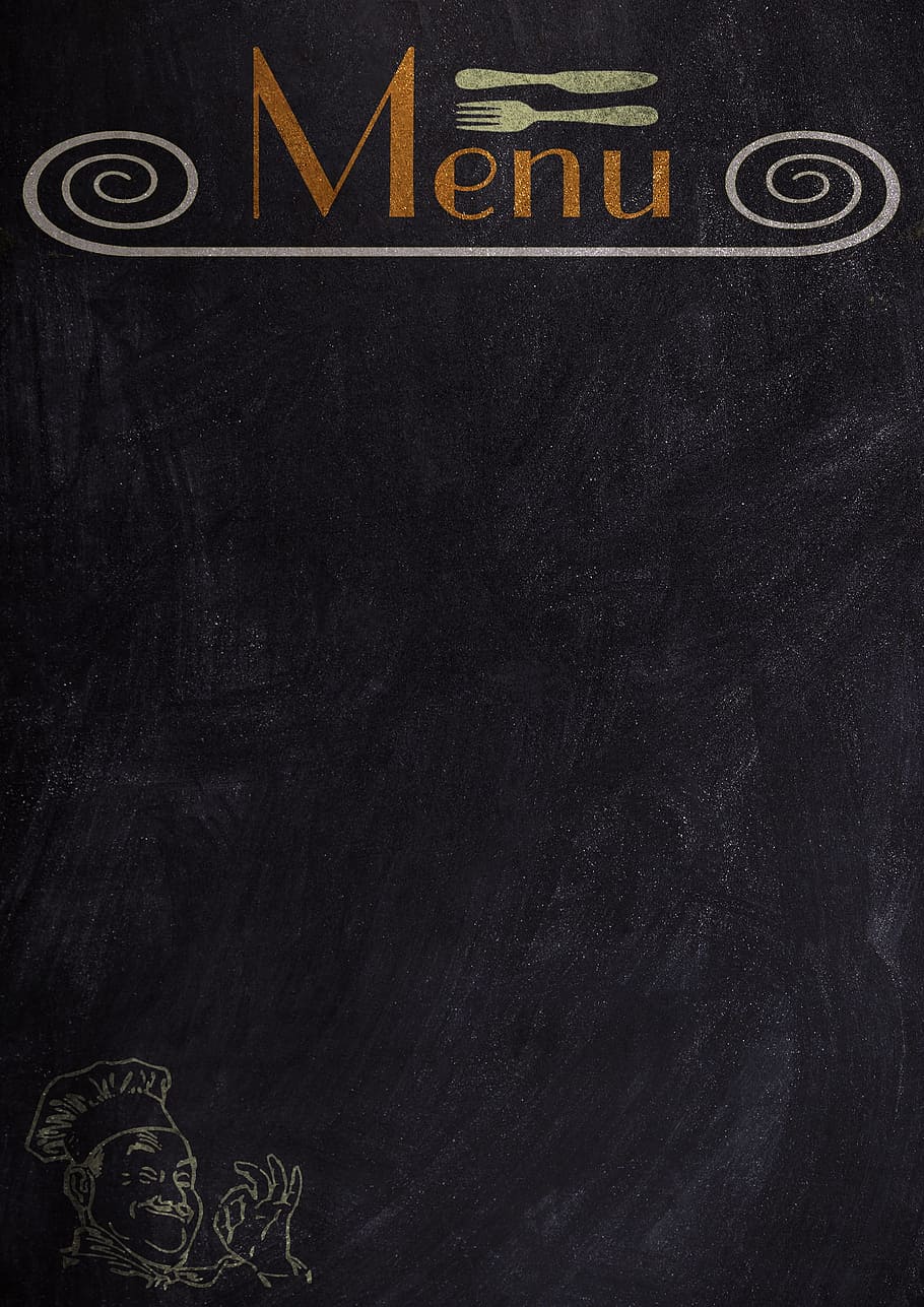 black menu board, menu, board, blackboard, chalk, label, text space, black, restaurant, cafe