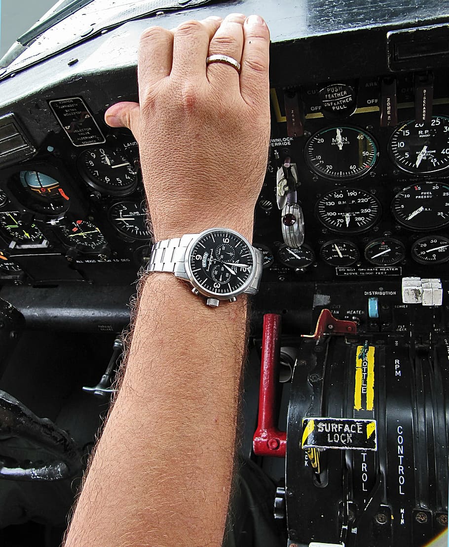 watch, airplane, aviator, hand, accessories, male, plane, pilot, human body part, human hand