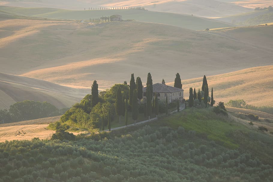landscape, panoramic, hill, travel, outdoors, tuscany, scenics - nature, architecture, built structure, environment