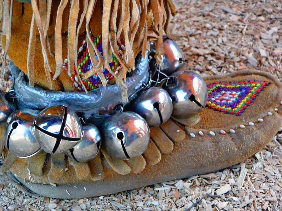 Zapato, nativo, indio, calzado, mocasín, cuero, campana, par, zapatos, pie