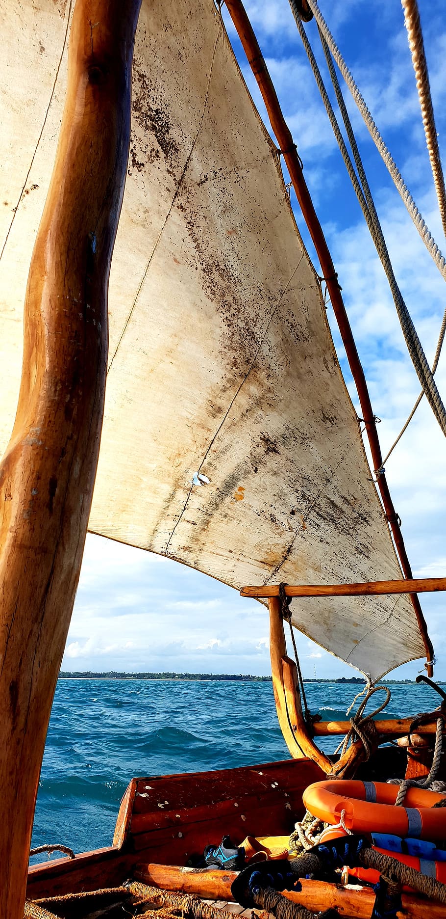 sail, dhow, water, traditional, boat, sea, holiday, zanzibar, sky, nautical vessel