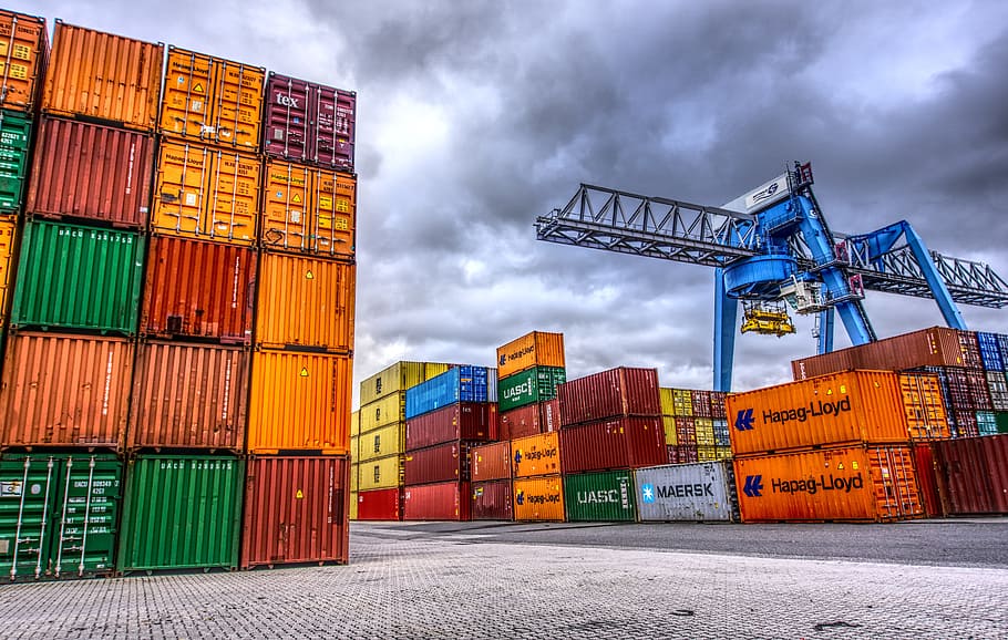 lots, intermodal, container, ground, port, loading, stacked, container terminal, container handling, loading crane