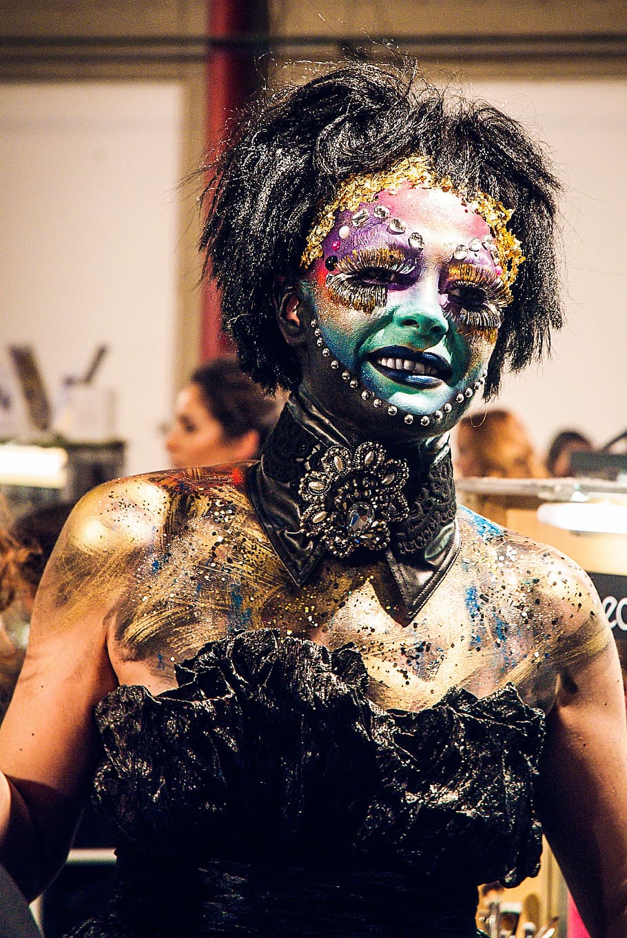 Presentation, expocosmética, young, model, face painting, mid adult, adults only, adult, make-up, face paint