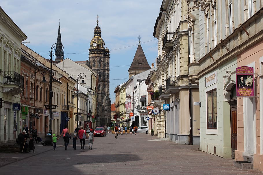street, architecture, town, city, travel, pavement, gothic, tourism, kosice, slovakia