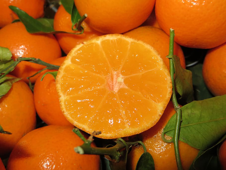 clementines, mandarins, citrus, orange, green, fruit, orange color, food, food and drink, healthy eating