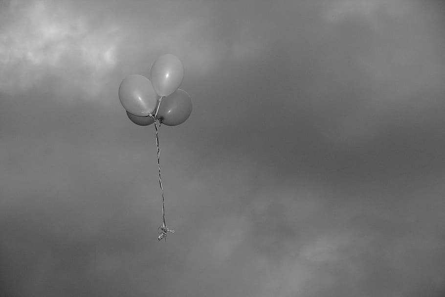 globos, flotante, helio, celebración, decoración, globo, cielo, globo de helio, en el aire, naturaleza