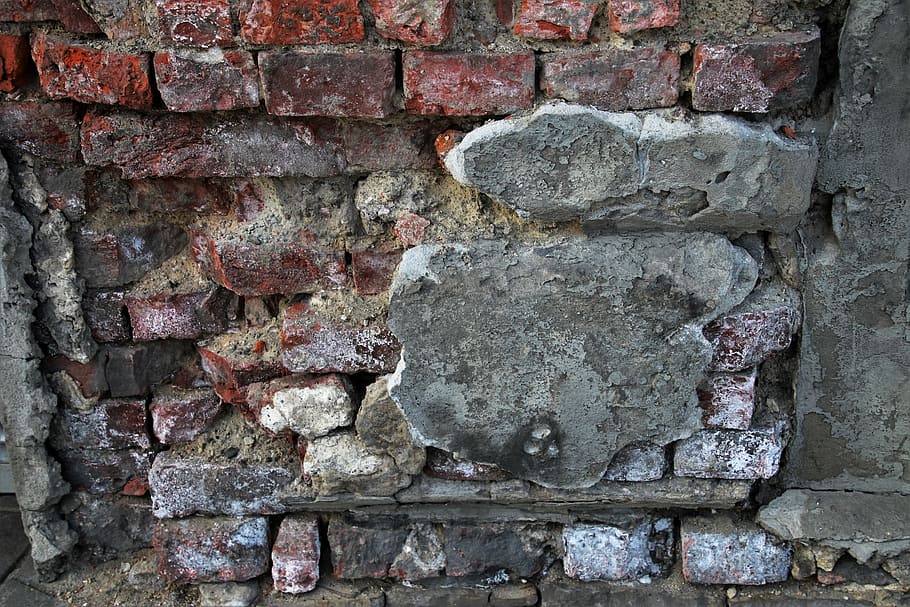gray, red, brick wall, lake dusia, brick, the walls of the, pattern, walls, texture, structure