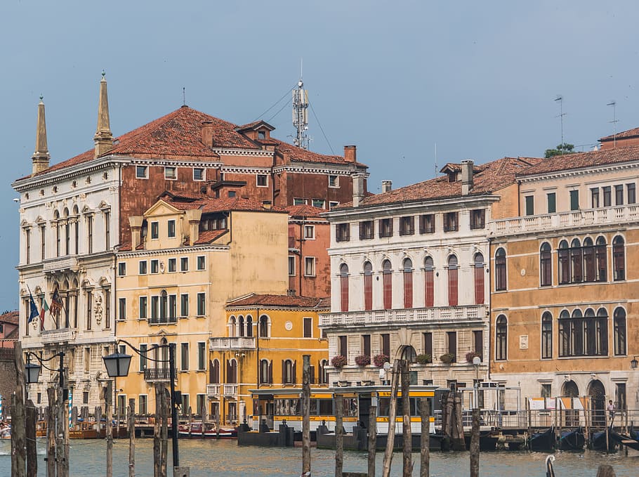 coklat gedung tinggi, Venesia, Italia, arsitektur, kanal besar, Eropa, air, pariwisata, venezia, bangunan