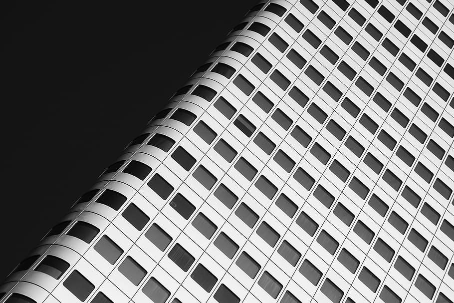 architecture, building, infrastructure, design, black and white, low angle view, built structure, pattern, building exterior, modern