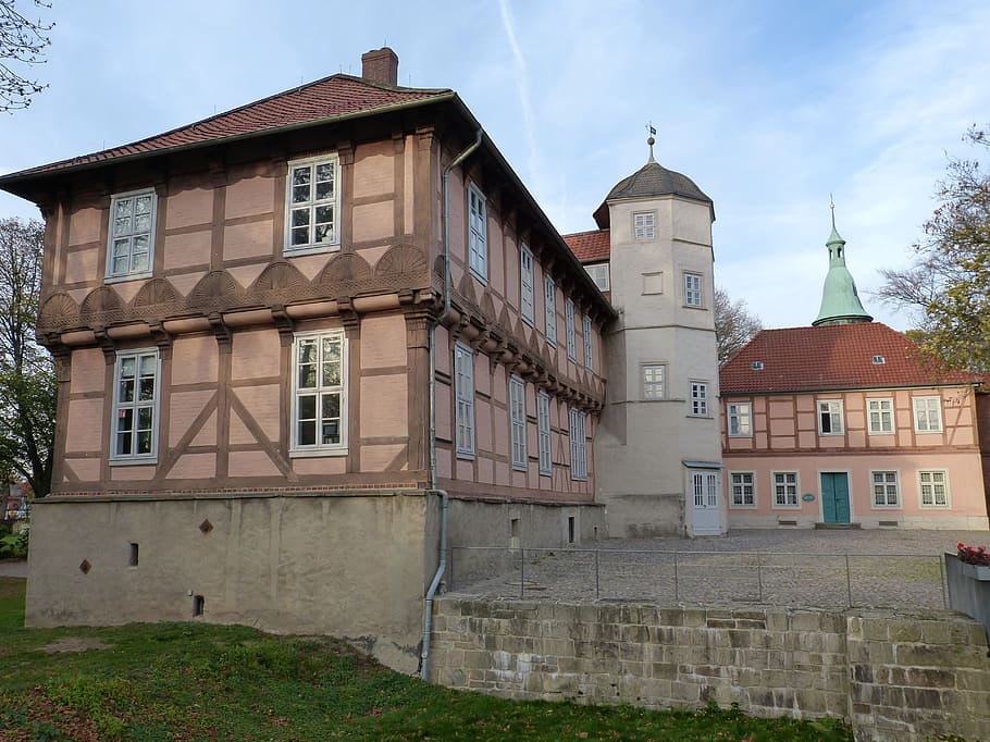 fallersleben, wolfsburg, lower saxony, old town, historically, castle, truss, fachwerkhaus, building, facade