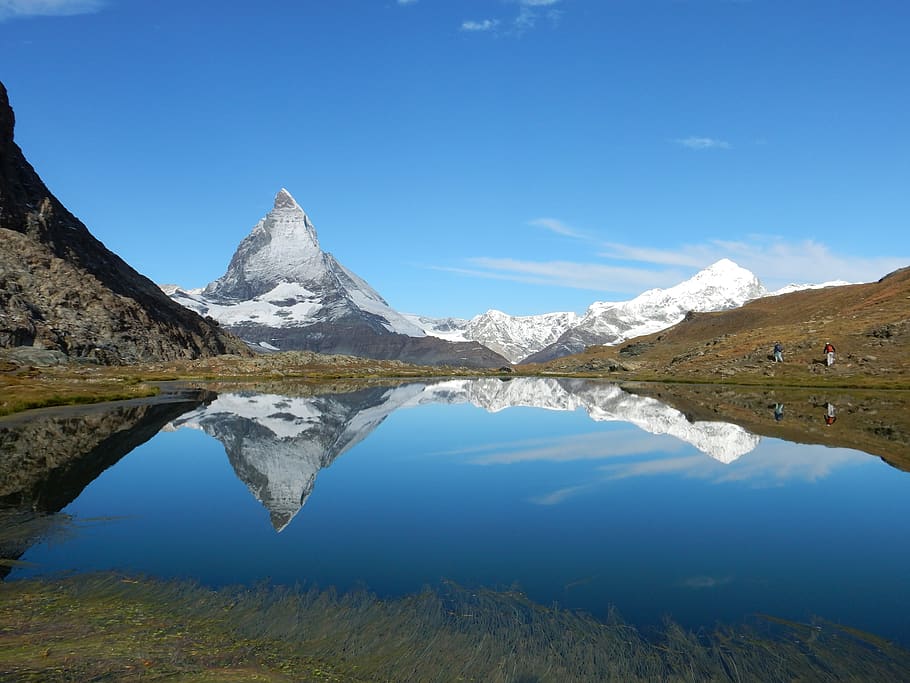 matterhorn, switzerland, alpine, landscape, mountain, sky, panorama, zermatt, mirroring, water