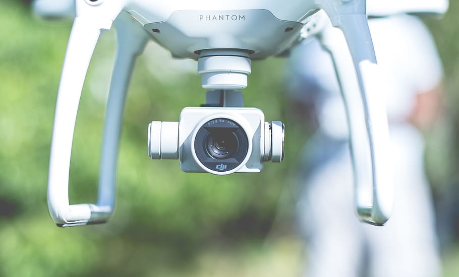 white, phantom, quadrocopter drone, camera, drone, flying, gadget, lens, technology, healthcare and medicine