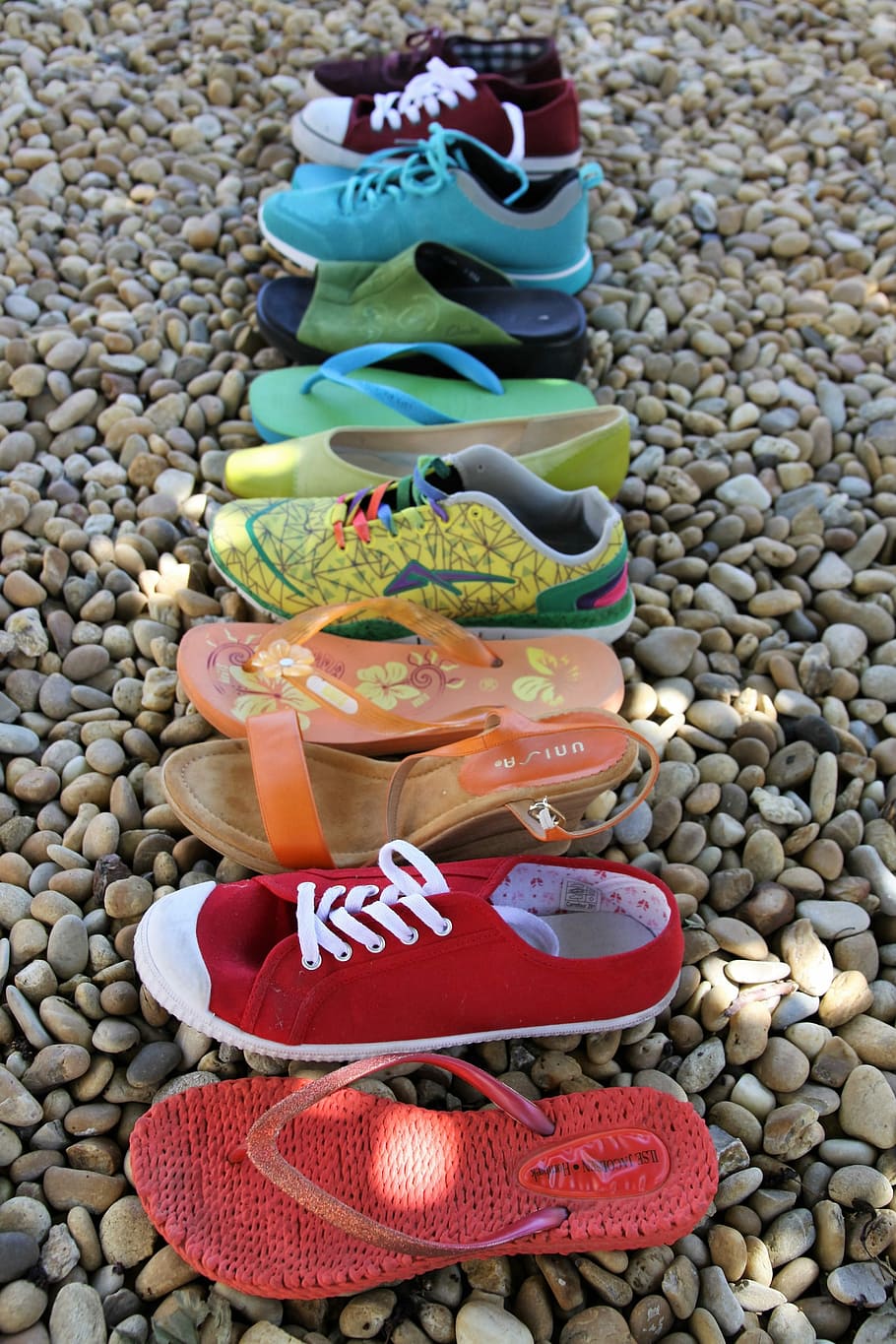 aneka, sandal jepit, garis, Pelangi, Sepatu, Lgbt, Merah, Oranye, ungu, kuning