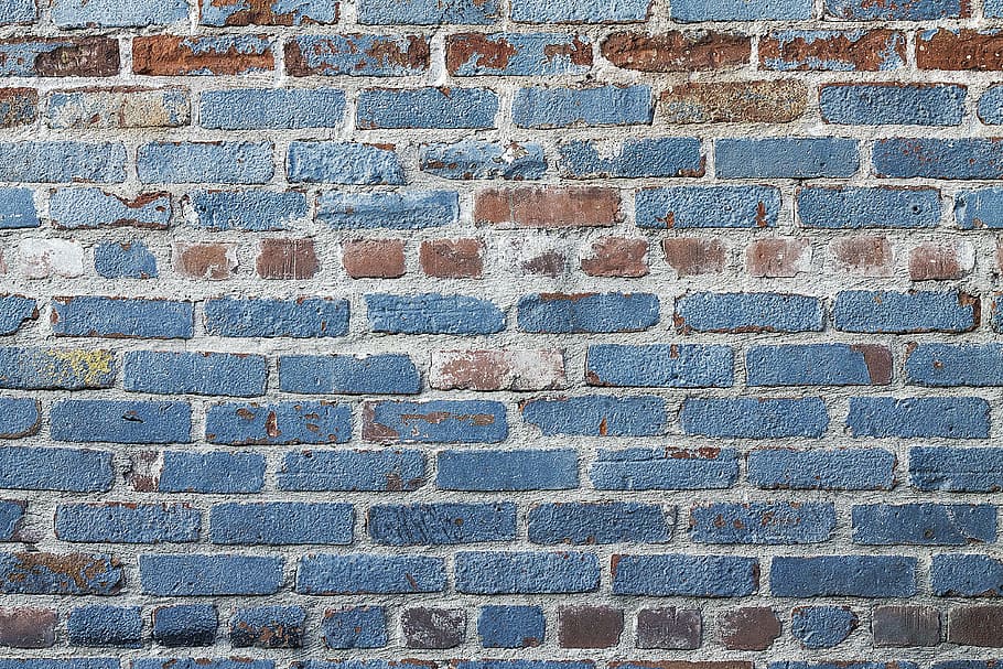 gris, marrón, hormigón, pared de ladrillos, azul, ladrillos, fondo, textura, pared, ladrillo