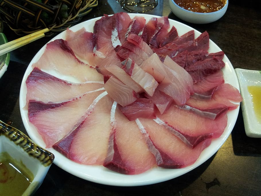 sashimi, peixe, carne, refeição, jantar, frescura, vermelho, fatia, Comida e bebida, Comida