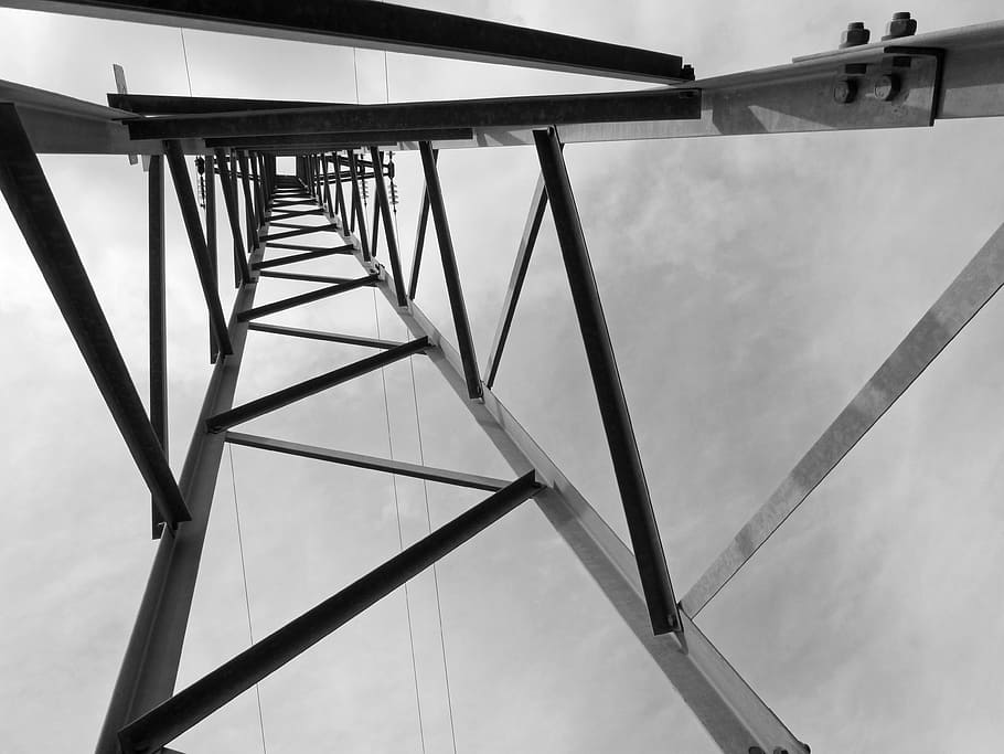 electrical tower, structure, Electrical, Tower, Structure, electrical tower, metal structure, geometry, electricity, black And White, architecture