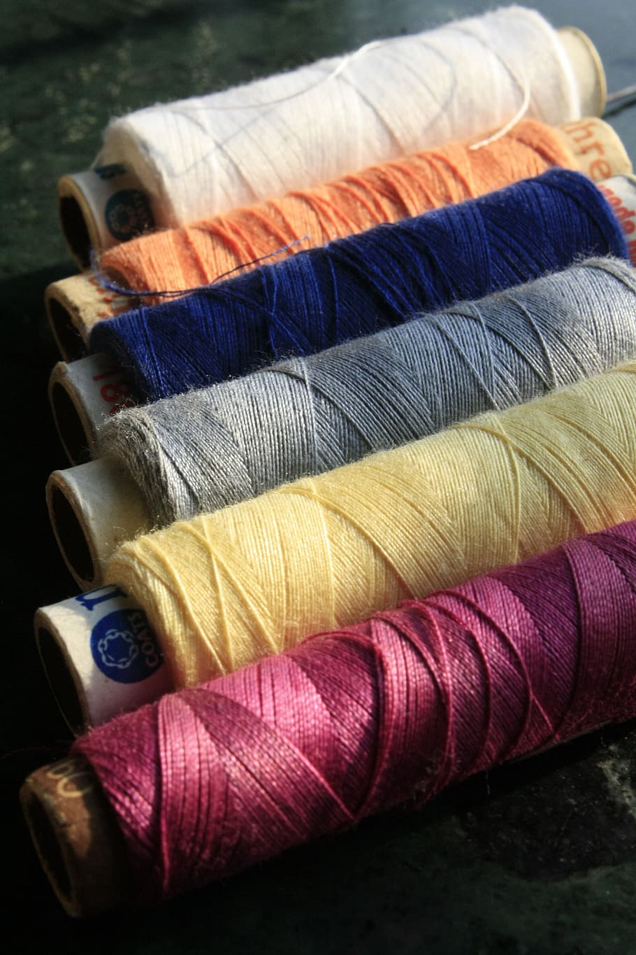 colorido, bobina, carrete, costura, hilos, hilo, material, puntada, multicolor, textil